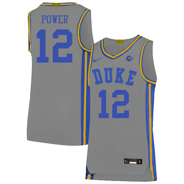 Duke Blue Devils #12 TJ Power College Basketball Jerseys Stitched Sale-Gray